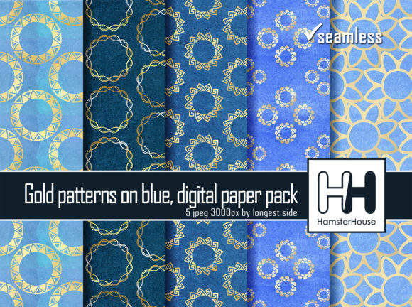 Blue Seamless Papers with Gold Patterns Review