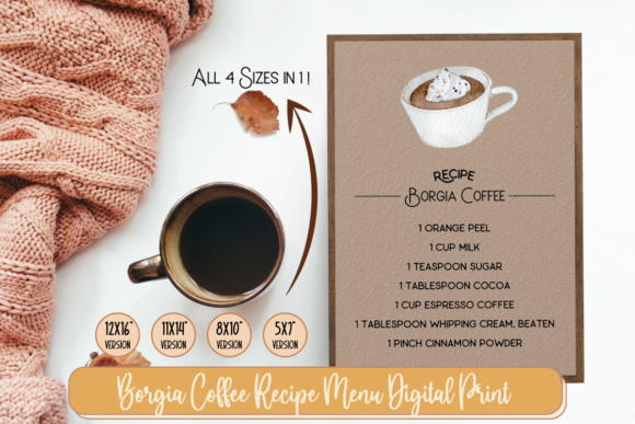 Borgia Coffee Recipe Menu: Premium Print Templates