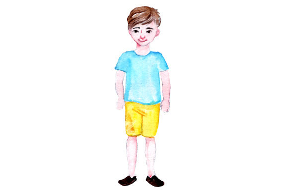 Boy Standing Watercolour for Children Brands