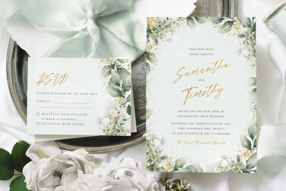 Green Gold Wedding Invitation Template Review