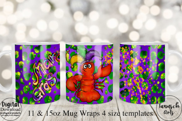 Mardi Gras Crawfish Mug Wrap Sublimation for Crafts