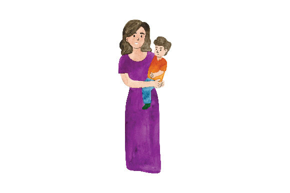 Mother Holding Son Watercolour: A Family Design Asset