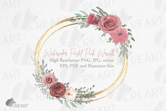Pastel Pink Glitter Gold Flower Wreath Review