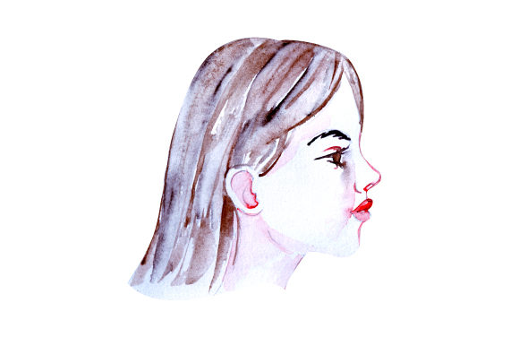 Profile of a Girl in Watercolor for Children Brands