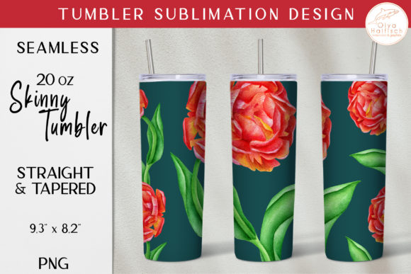 Red Flower Tumbler Design for Crafts Branding