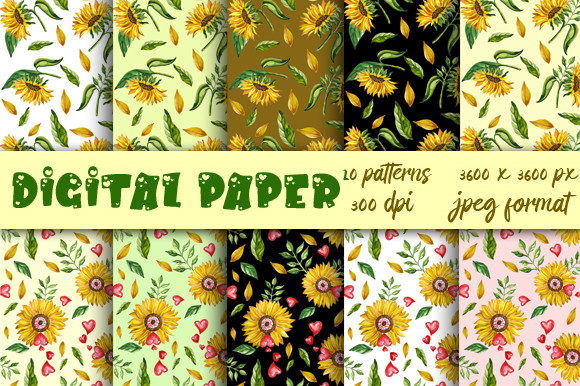 Review: Patterns Sunflower Digital Paper for Embroidery