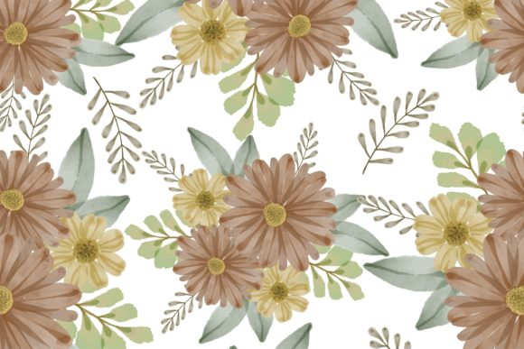 Seamless Pattern of Brown Flower for Crafting