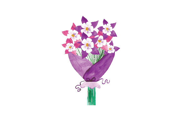 Watercolor Columbine Flower Bouquet for Nature Amp Branding