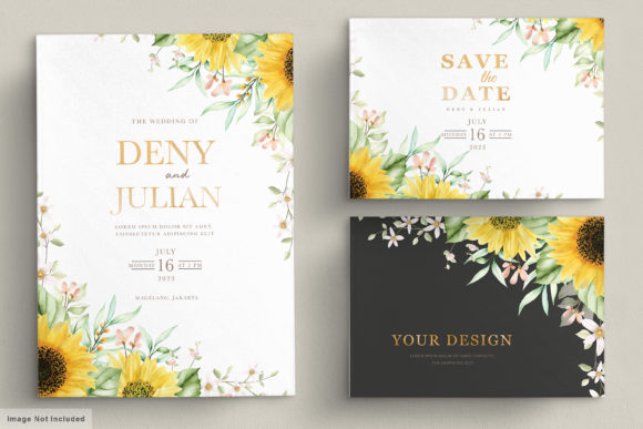 Watercolor Sunflower Invitation Card Set: Print Templates Review