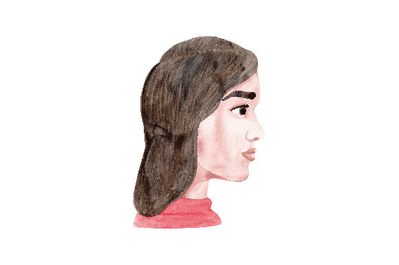 Watercolour Girl Profile for Children Projects