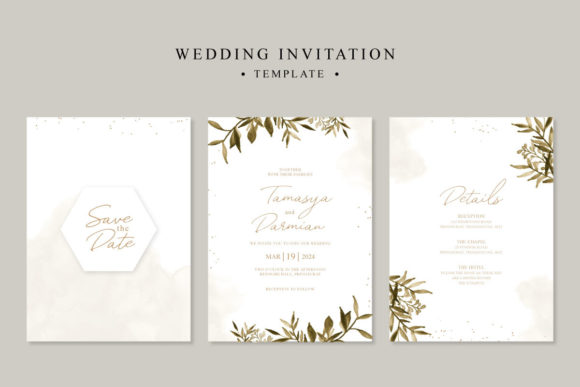 Wedding Invitation Set Template Design Review